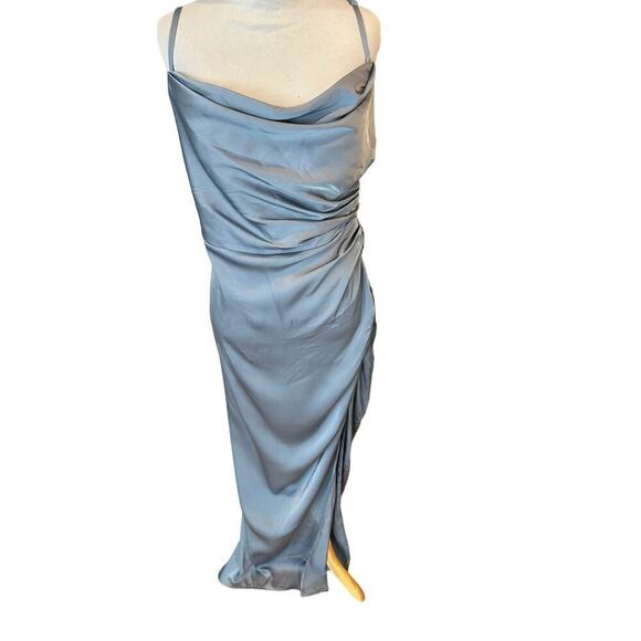 Azazie Asymmetrical Dress in Slate Blue - Picture 1 of 9